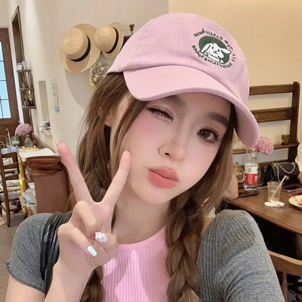 Fashion Adjustable Rabbit Baseball Cap Cotton Korean Vintage Baseball Cap Embroidery Casual Teenagers Hat Outdoor
