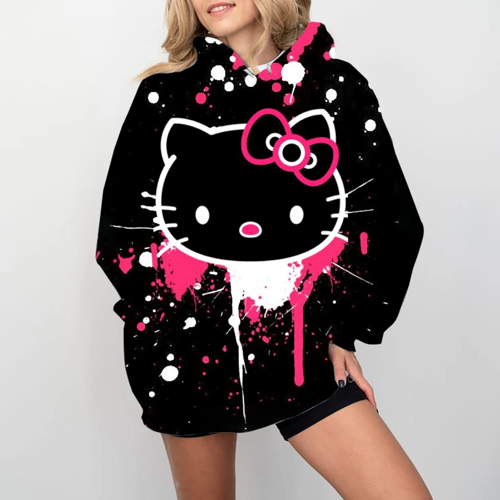 MINISO Couple Hoodies Fashion Coulomi Hello Kitty 3D Print Hoodie Men Women Fashion Casual Sport Sweatshirts Pullovers Hooded