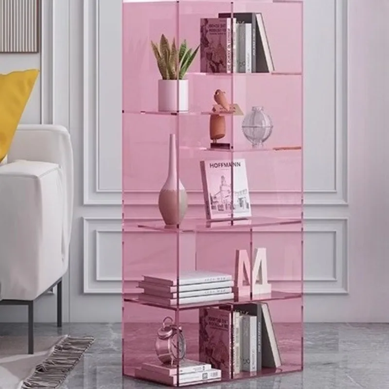 Acrylic Luxury Solid Color Bookcases Rectangle Multi-layer Floor-standing Bookcases Modern Simple Fashional Home Furniture