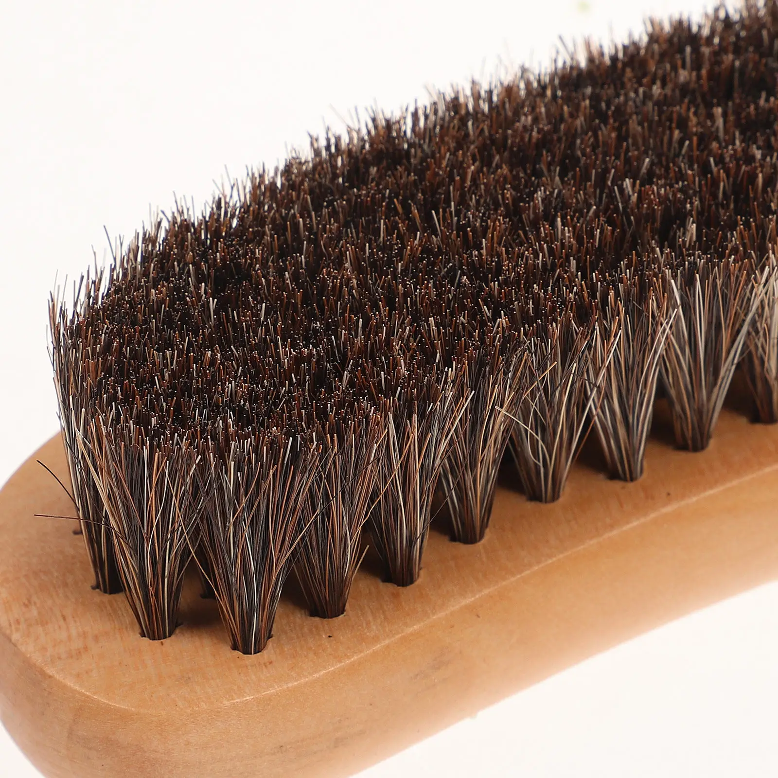 Horsehair Brush Wooden Handle Soft Dense Bristles Handheld Cleaning Tool for Clothes Coat Suit Remove Dust Pet