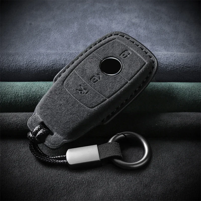 

Leather Car Key Case For Mercedes Benz A C E S G Class GLC CLE CLA GLB GLS W177 W205 W213 W222 X167 AMG Fob Suede Accessories