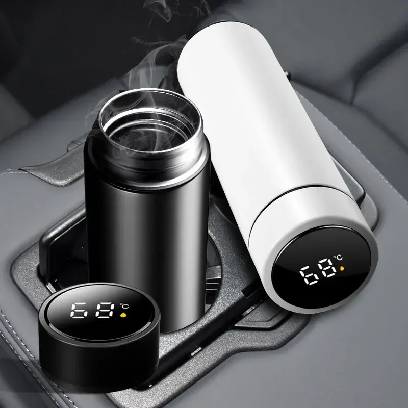 Car 500ml Intelligent LED Temperature Display Insulation Cup Vacuum 304 Stainless Steel Coffee and Tea Thermos Pot Auto Gadgets