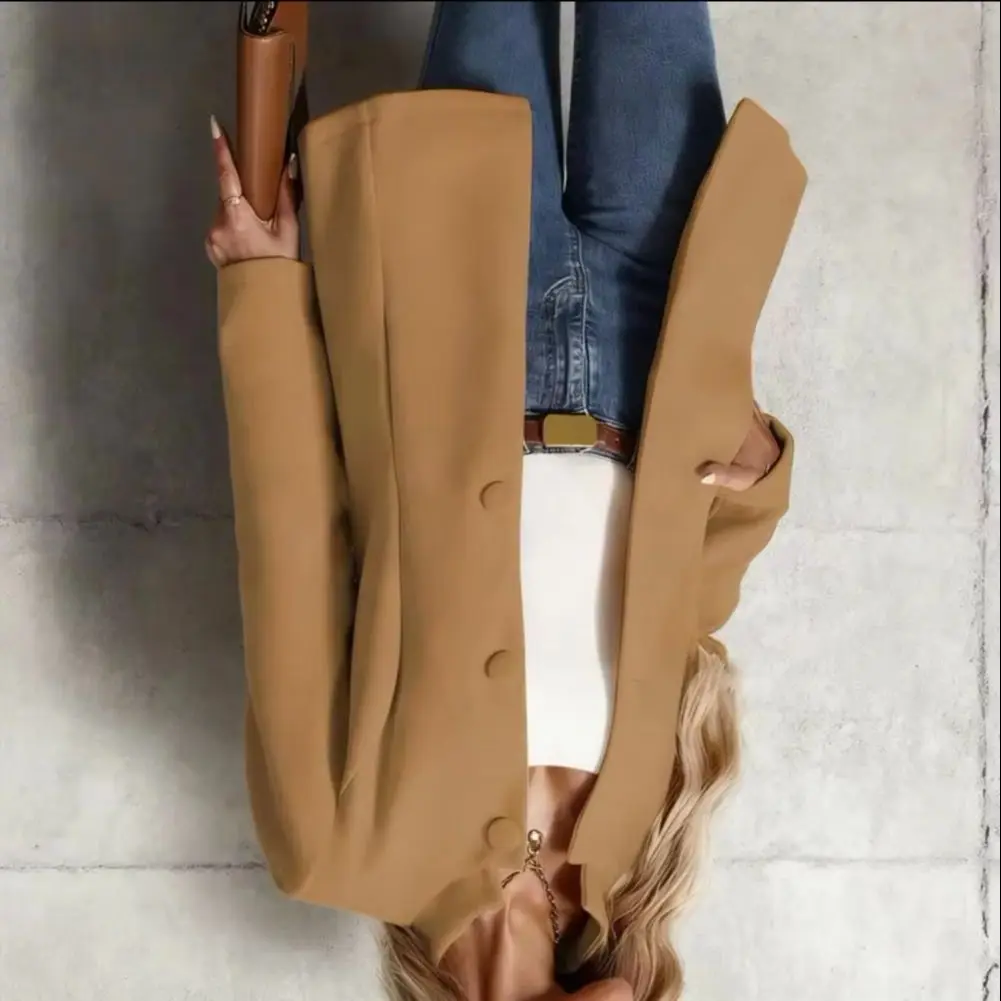 

Women's Wool Coat Stand Collar Insulated Wool Blend Pea Coat Single Breasted Short Trench Coat Fall Winter Dressy Outerwear