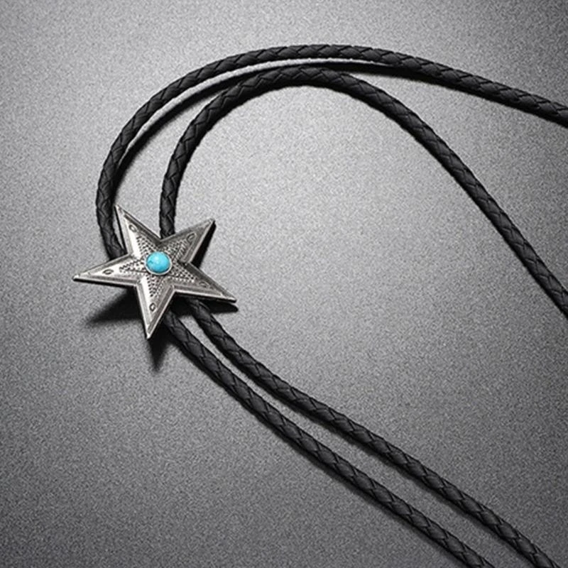 Star Shoestring Necktie Bolo Tie Cowboy Star Necktie Western Necklace