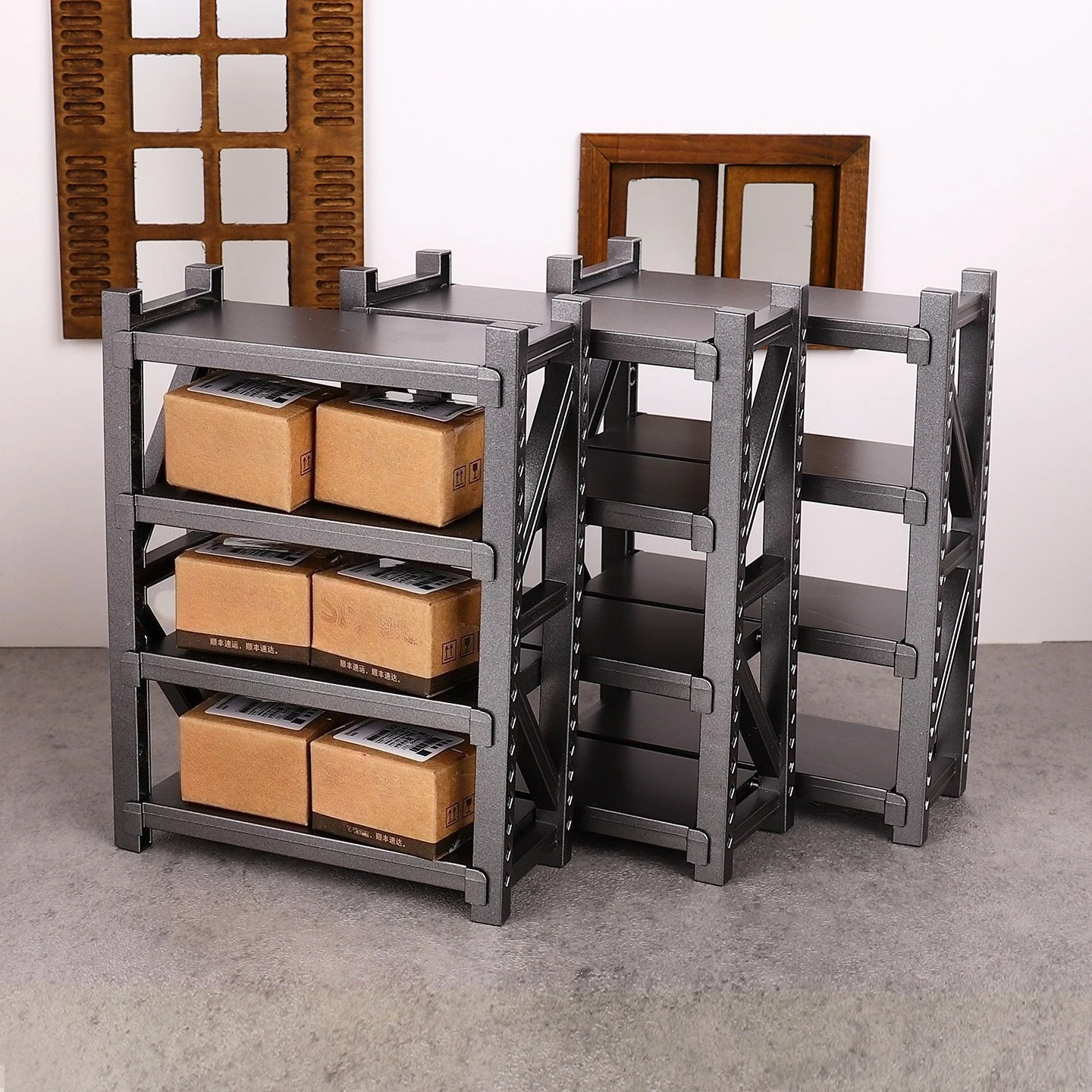 

Dollhouse Mini Shelves Rack Model Storage Racks Scale Warehouse Scene Play House Miniature Scene Ornaments Decoration Home Decor
