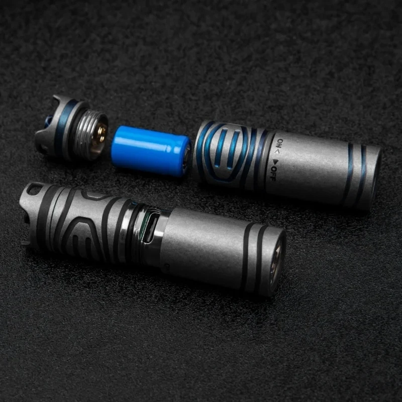 Titanium Alloy Mini LED Flashlight Portable Outdoor Lighting EDC Tool USB Rechargeable Fixed Focus Camping Emergency WaterprLamp