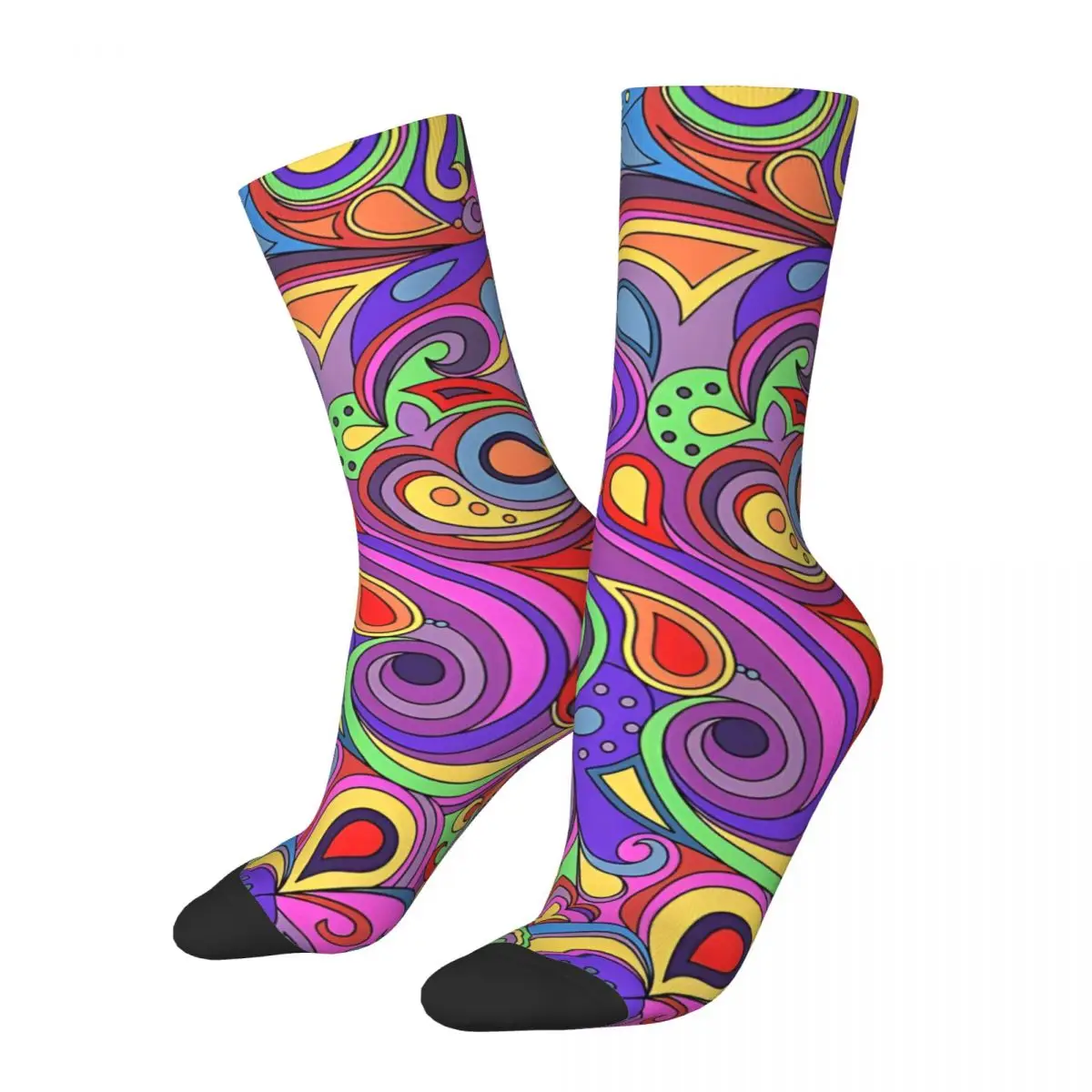 

1 Pair Hip Hop Vintage Groovy Psychedelic Crazy Men's compression Socks Unisex Printed Funny Novelty Happy Crew Sock Gift
