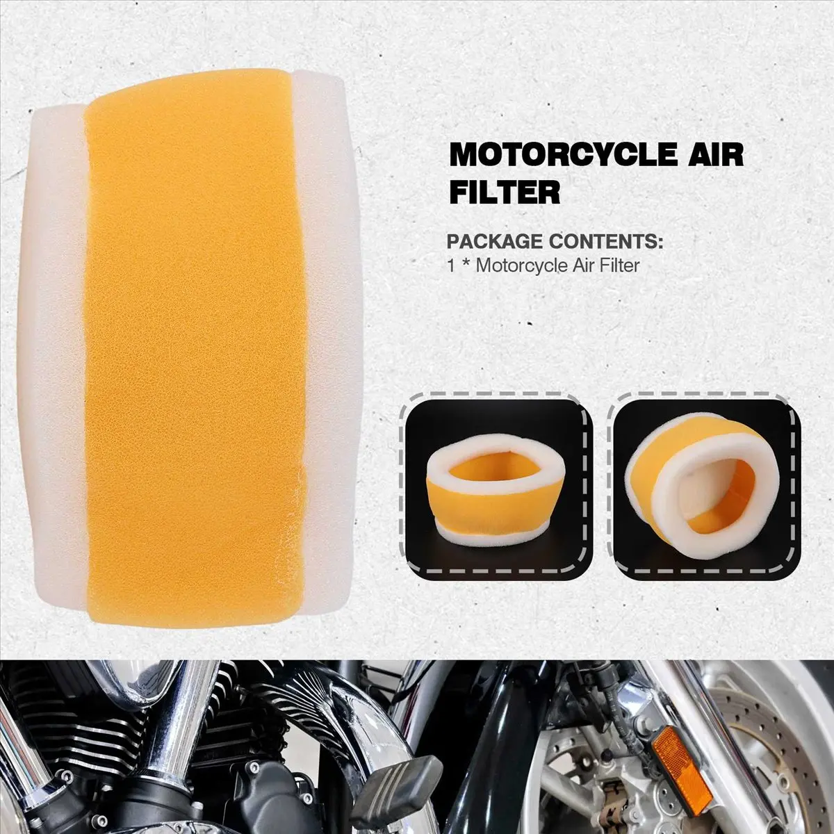 #36I Motorcycle Air cleaning,Motorcycle Air Filter Foam Cleaner for Yamaha XV 125 XV250 Virgo 250 (Yellow & white)