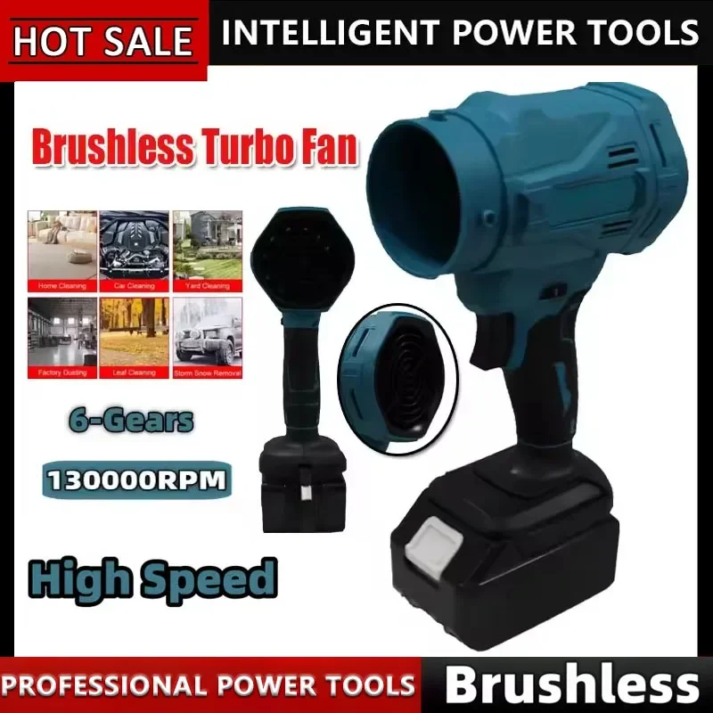 

Беспроводная высокоскоростная бесщеточная воздуходувка для аккумуляторов Makita 18В, 6-скоростной турбовентилятор, 130000 об/мин, мощный вентилятор-воздуходувка