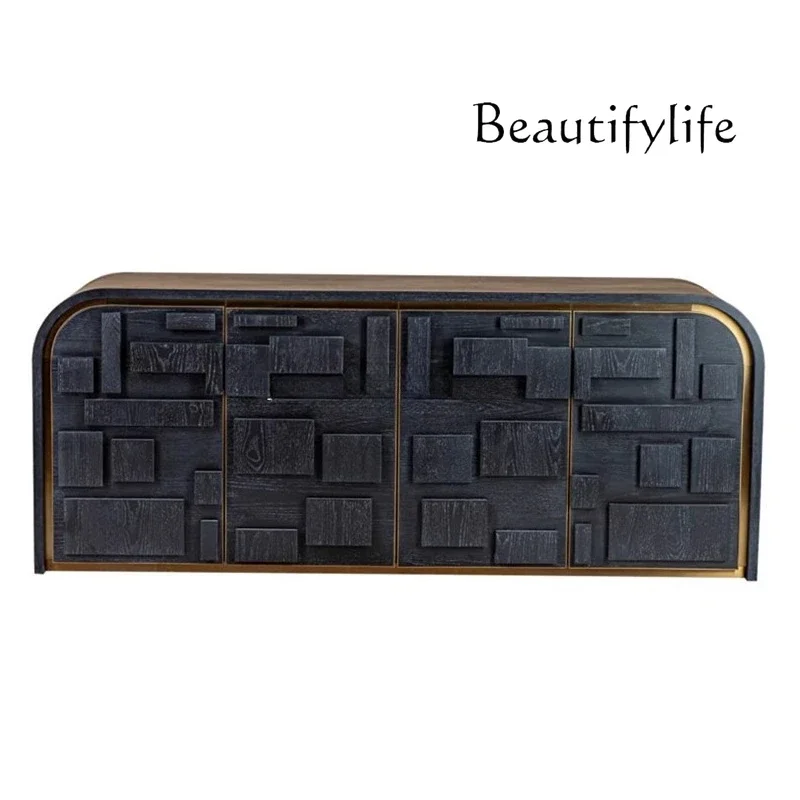 

Nordic solid wood carved TV cabinet Italian creative dining side modern simple living room side cabinet wind locker