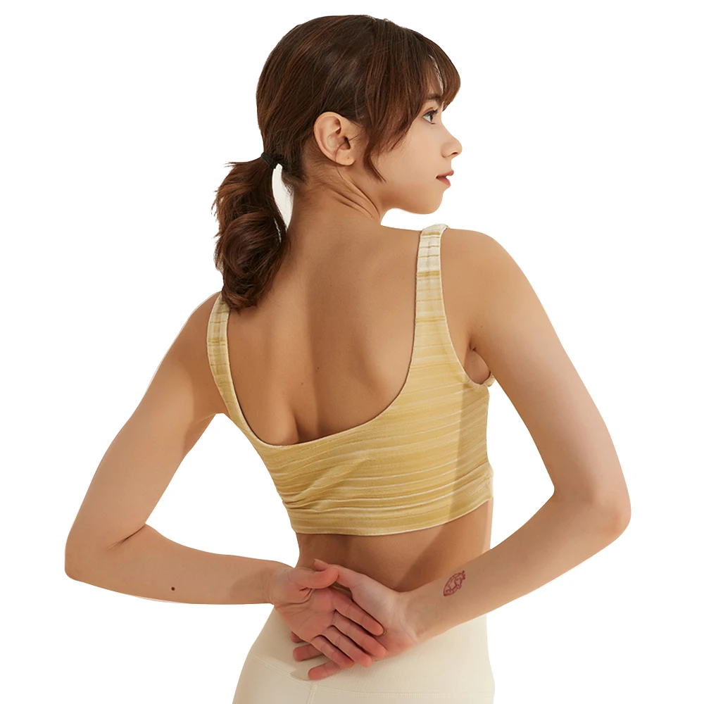 Sexy Backless Sports Bra for Woman Gym Running Athletic Workout Shockproof Polyester Padded Yoga Underwear Fitness Top