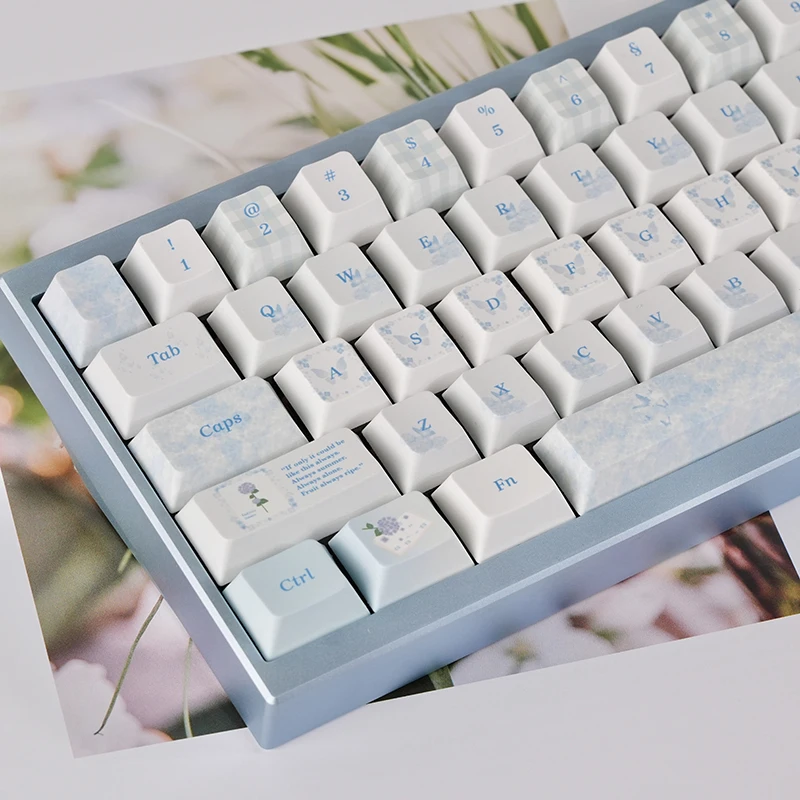 

Dream Butterfly Heat SublimationInsCute Girl Blue Butterfly First Love Letter Mechanical Keyboard Keycap
