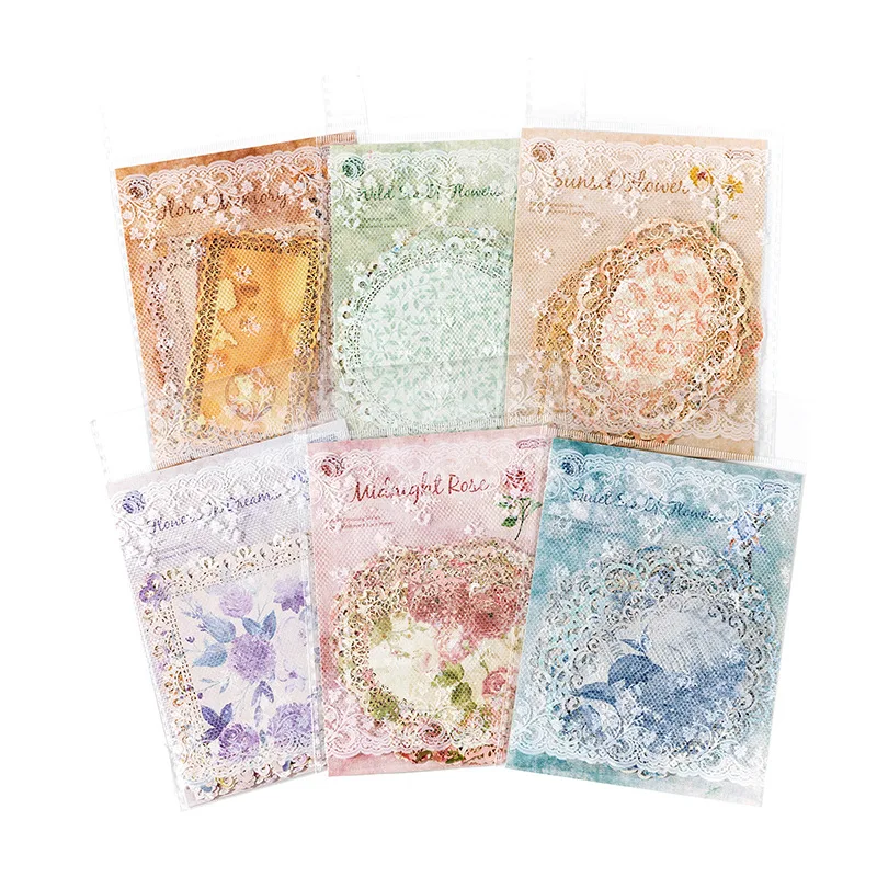 10 Sheets Vintage gradation Hollow lace material paper Decorative Hand Account Diary Scrapbooking accessories