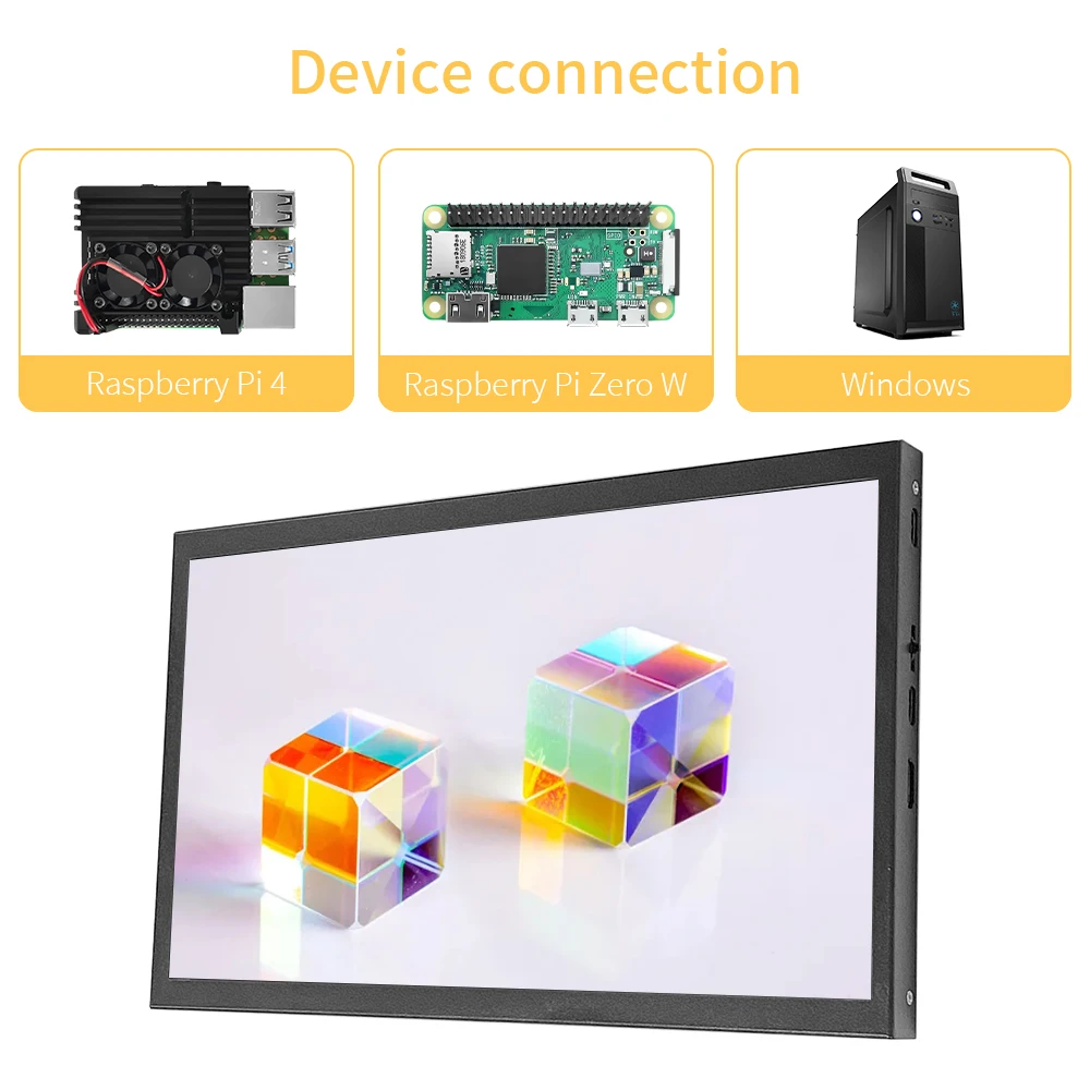 Moniteur portable avec écran tactile, compatible HDMI, ordinateur portable, deuxième écran de jeu, affichage arc-en-ciel pour Raspberry Pi, Windows