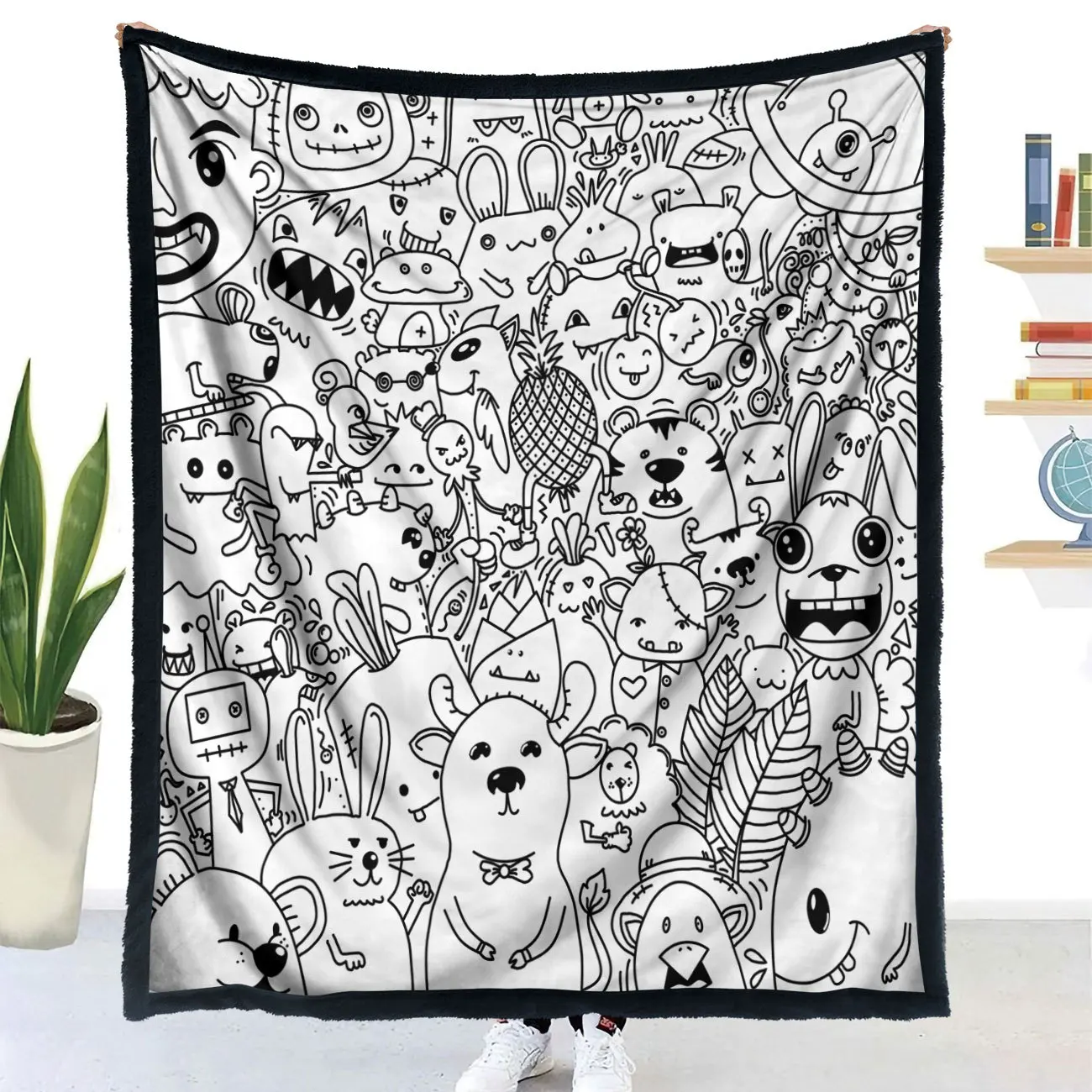 Handmade DIY Coloring Blanket Animal Design Color Your Own Blanket Interactive Parent Child Art Blanket For Kids Family Fun