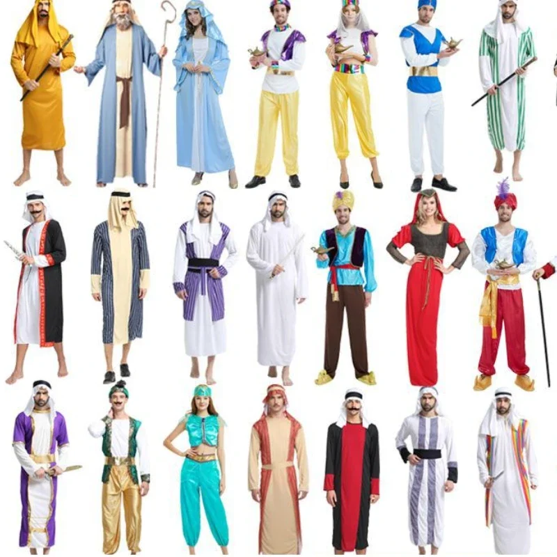 India Arab Prince Cosplay Princess Dress Adult Men and Women Cosplay Ball Middle East Dubai Clothing Robe Shepherd