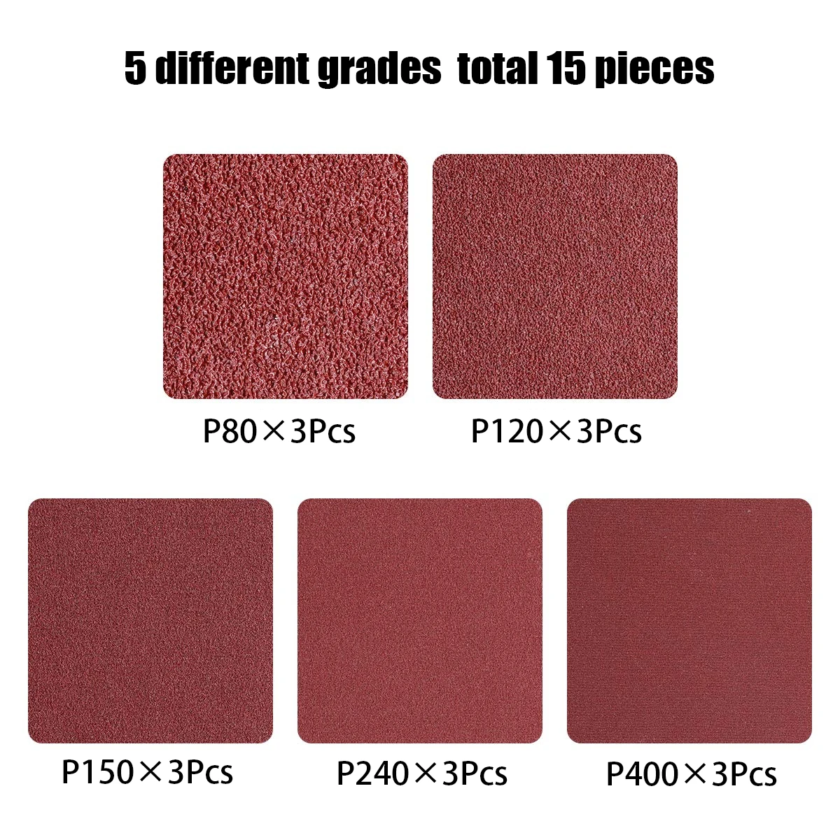 15pcs Sanding Belt 75 x 533mm, Sander Belts Set（3 Each of 80 to 400 Grains）for Belt Sander,for Grinding,Sharpening and Derusting