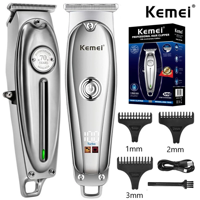 Kemei-cortadora de pelo profesional para hombre, máquina eléctrica profesional de metal, para cortar el pelo y la barba, KM-1949