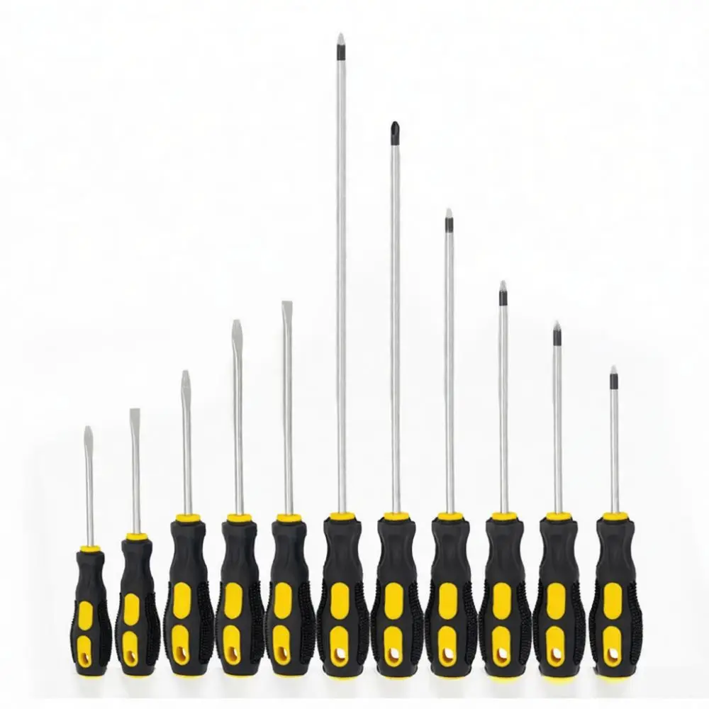 Hand Operated Screwdriver Massage Ergonomic Grip Magnetic Chrome Vanadium Bit Household Repair Utility Tool Hardware Accessory P
