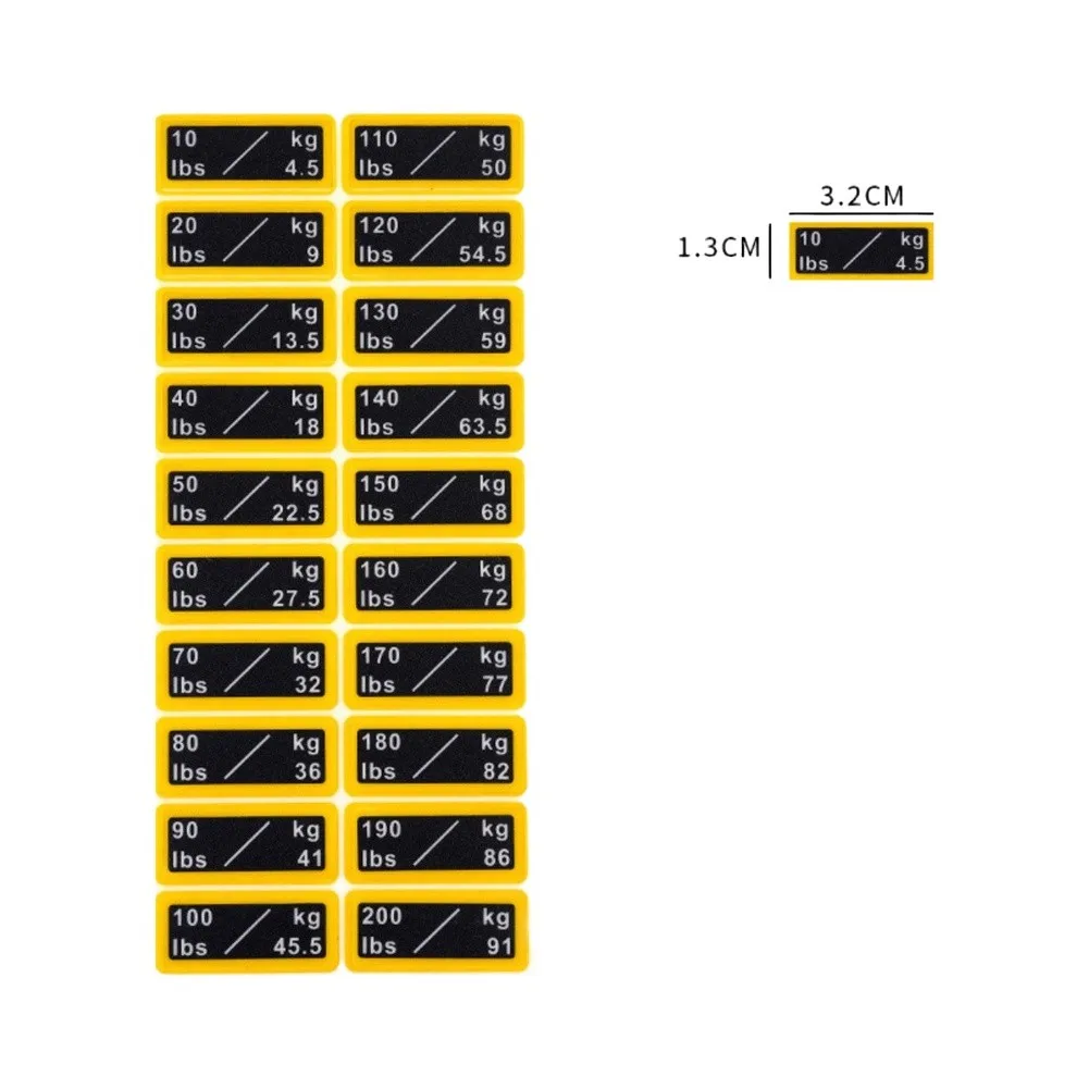 Picture 3: 2pcs Yellow Weight Sticker Label Number 10-200lb For Gym Fitness Equipment Strength Training Plate Marking Decal Set