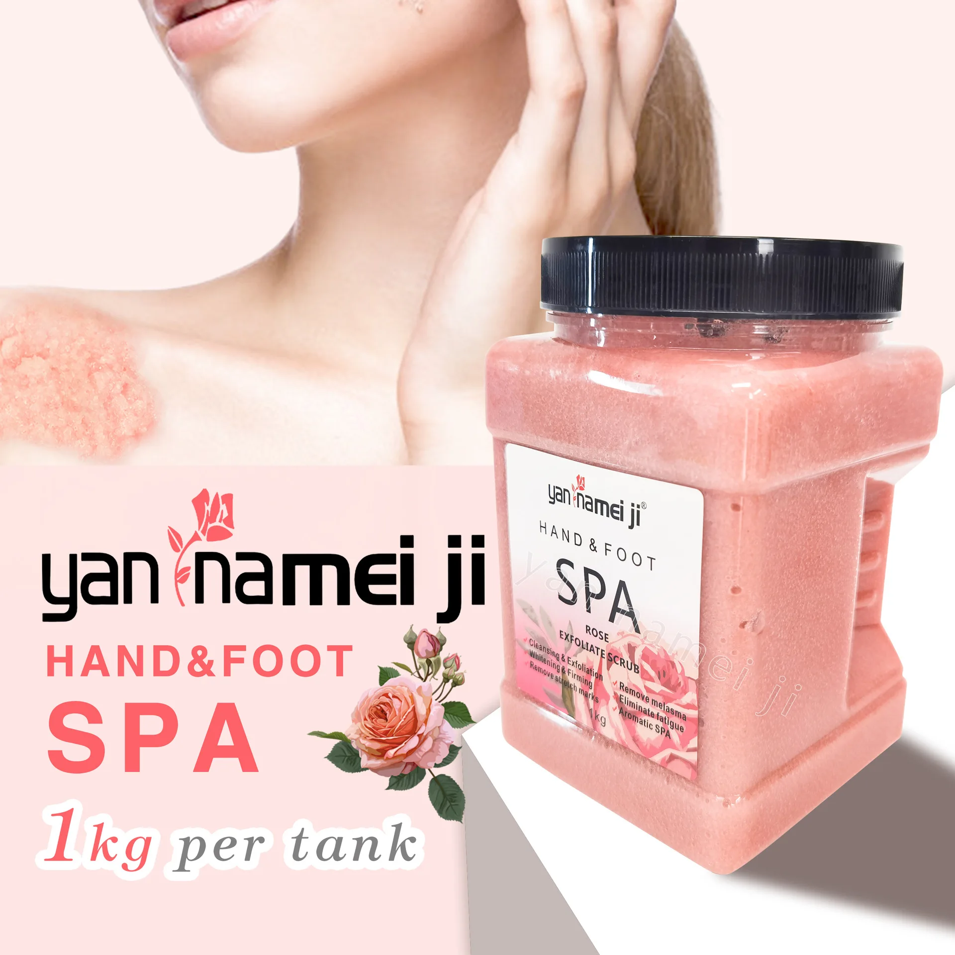 

1000 мл сальника Banho Rosa ESFoliante ESFoliante limpeza profunda descascado frango esfoliante sal