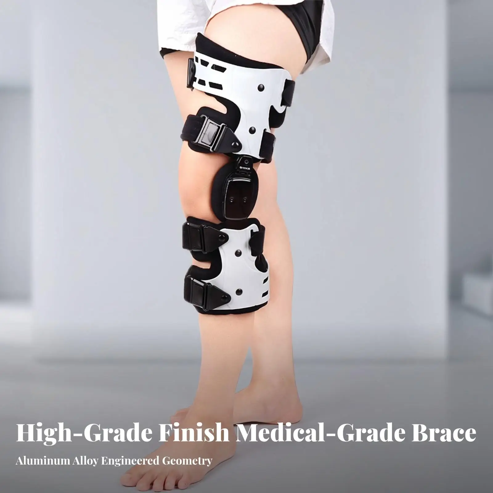 Hinged Knee Brace Support with Aluminum Alloy Frame Adjustable Straps for Sports Recovery Work Knee Protector