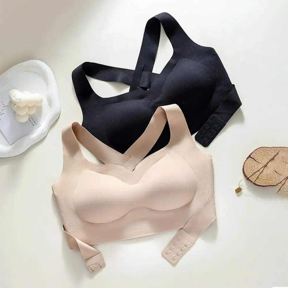 

2 in 1 Women Seamless Bras Back Posture Corrector Front Buckle Wireless Underwear Thin Cup Cross Back Anti-Sagging Brassiere