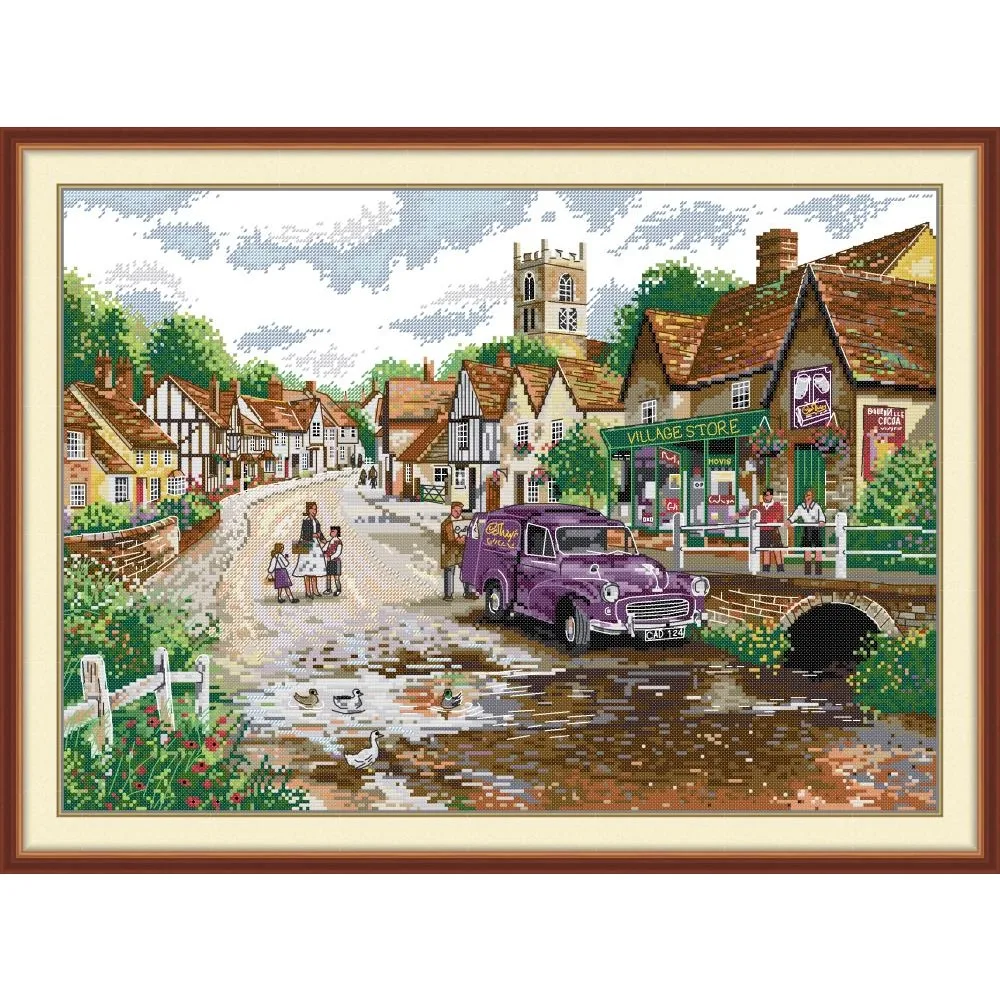 

Joy Sunday New Stamped Cross Stitch Ki,11CT/14CT/16CTDIY Easy Pattern Aida Fabric Embroidery Set-Self-driving Tour