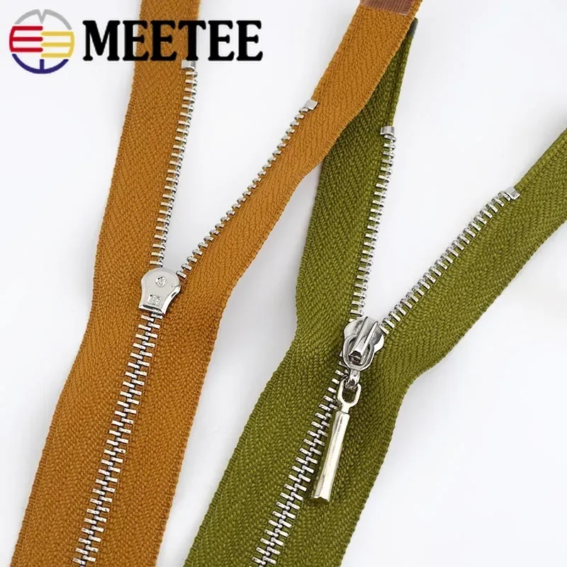 2/5Pcs 3# Metal Zipper Silver Teeth 15-70cm Zippers For Sewing Bags Garment Decor Zip Repair Kit DIY Clothing  Accessories