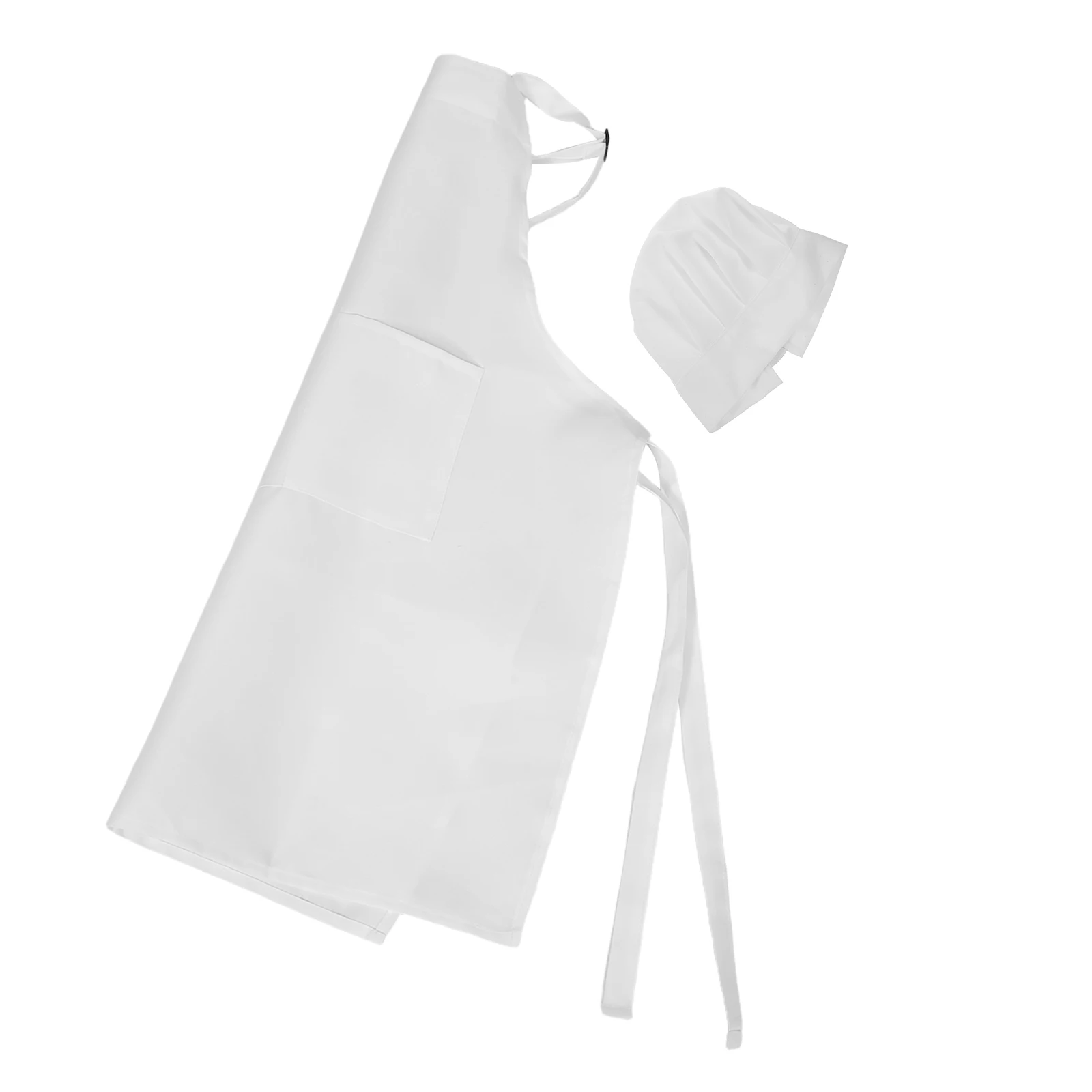 1セット調節可能な白いポリエステルシェフエプロンプロフェッショナルビブキッチン調理服油に強い男性用