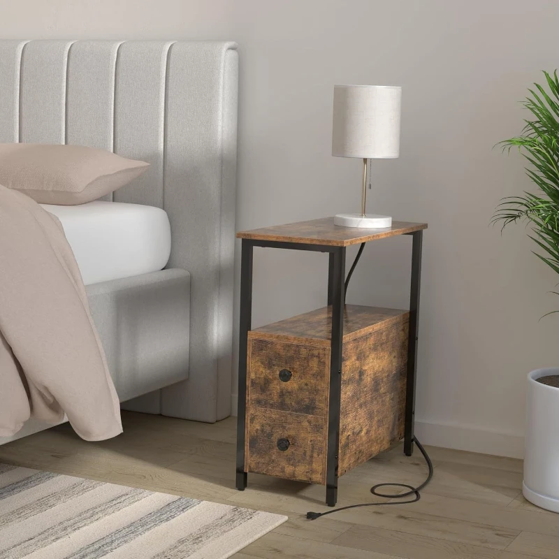 Smart bedside table Modern simple rechargeable bedside table Storage cabinet