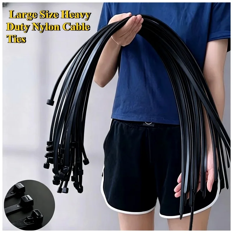 Ultra Long Self-Locking Nylon Cable Ties Heavy Duty 500/100PCS Large Size (50-100cm) Zip Tie Cord Management