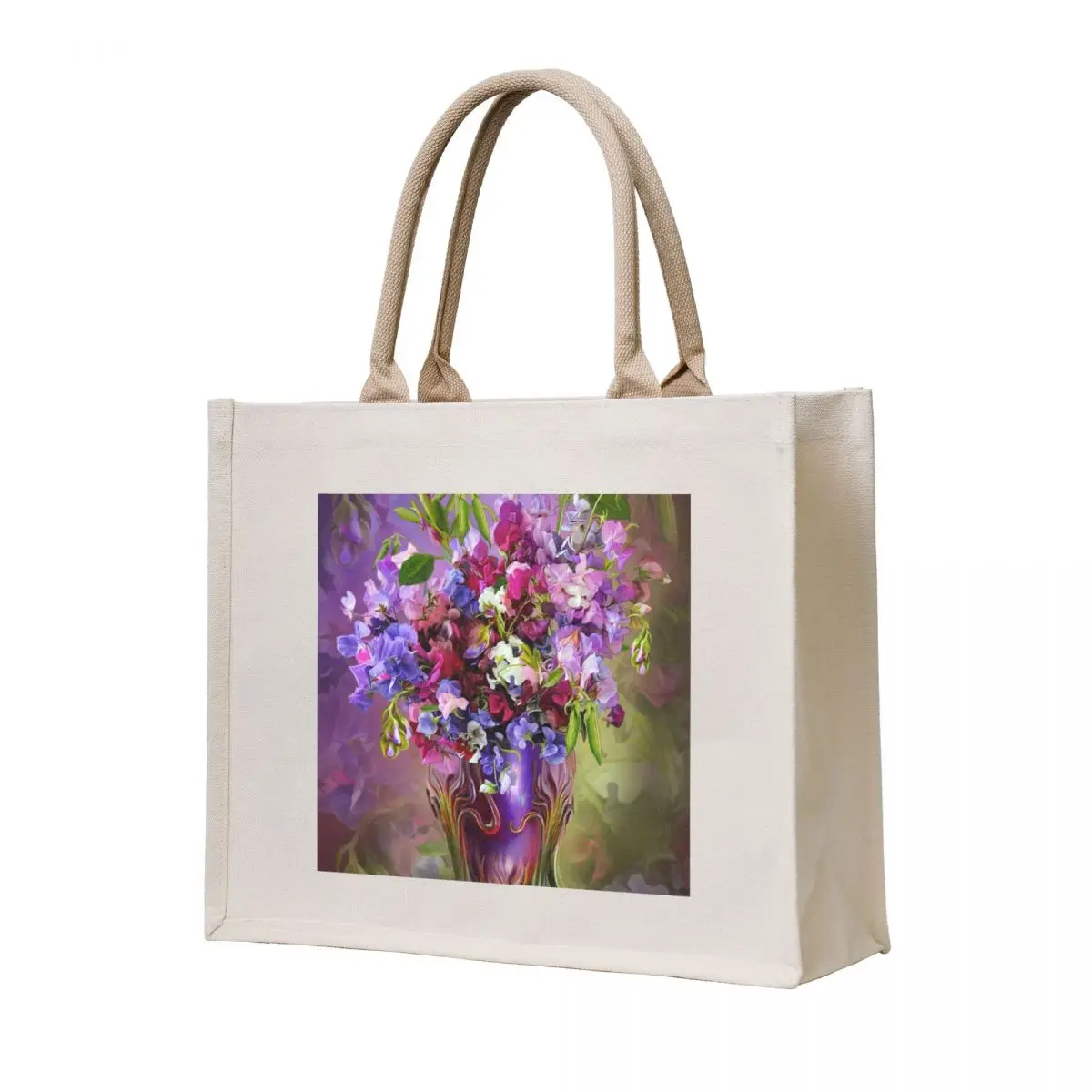 Sweet Peas In Sweet Pea Vase Tote Bag Eco bag Shopper bag Gift bags tote custom