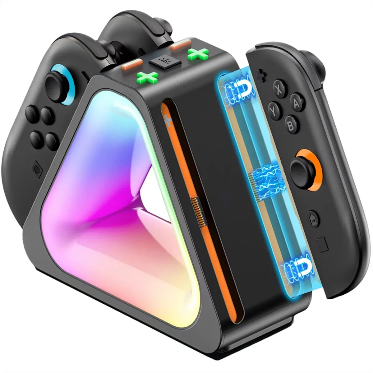 A3#(Upgraded) 2391F Controller Charger for Switch 2, 4 in 1 Charging Dock for Switch 2 Charger Stand Station with LED Lights
