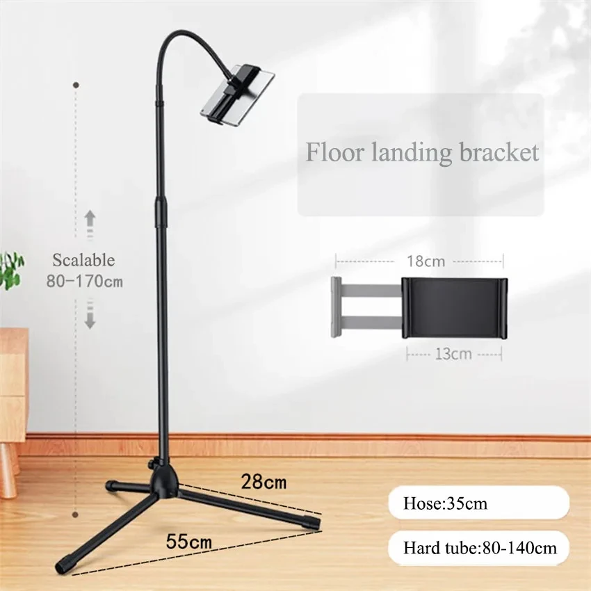 Floor-standing Bedside Mobile Holder, Flexible iPad Support Stand, Live Streaming Overhead Lazy Tablet Holder