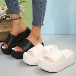 Plattform Schuhe Frauen Mode PU Leder Keil Hausschuhe Frau Sommer Weiche Sohle Eva Innen Sandalen Rutschen Frauen Zapatos De Mujer