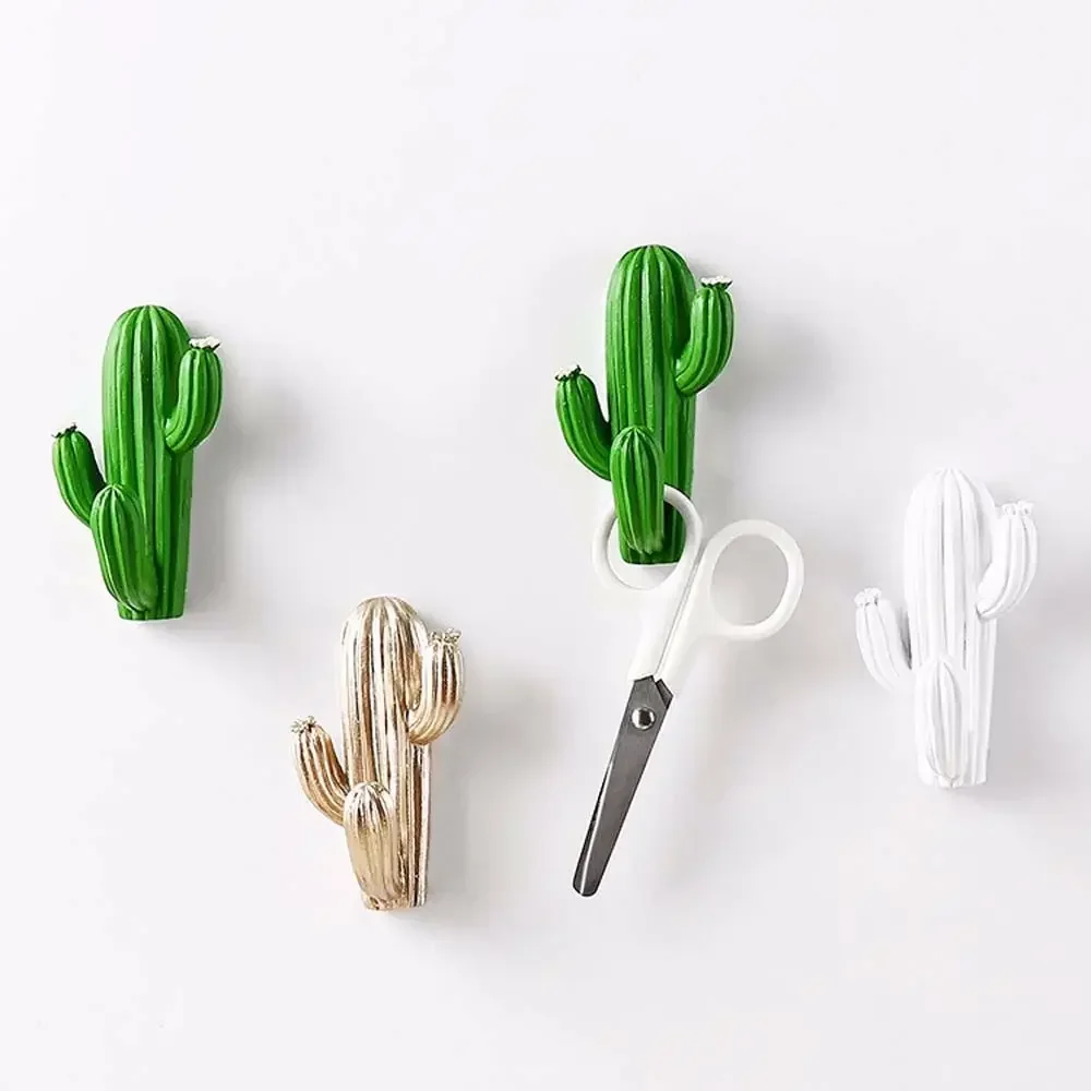 Creative Resin Cactus Wall Hook, Key Hanger, Self-adhesive Plants Hooks, Three-Dimensional Hanger, Home Decoration Accessories