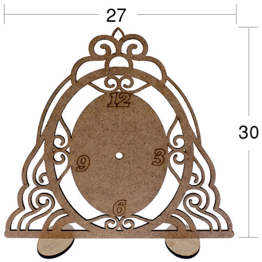 L248 Motif Clock, Unpainted Raw Wood Mdf Clock