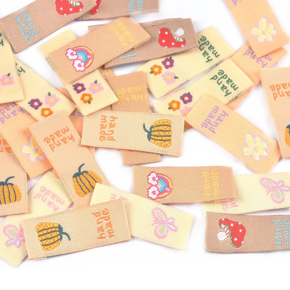 50Pcs Lovely Mushroom/Banana/Flower Embroidery Cloth Labels For Sewing Supplies Garment DIY Bags Hats Accessories Handmade Tags