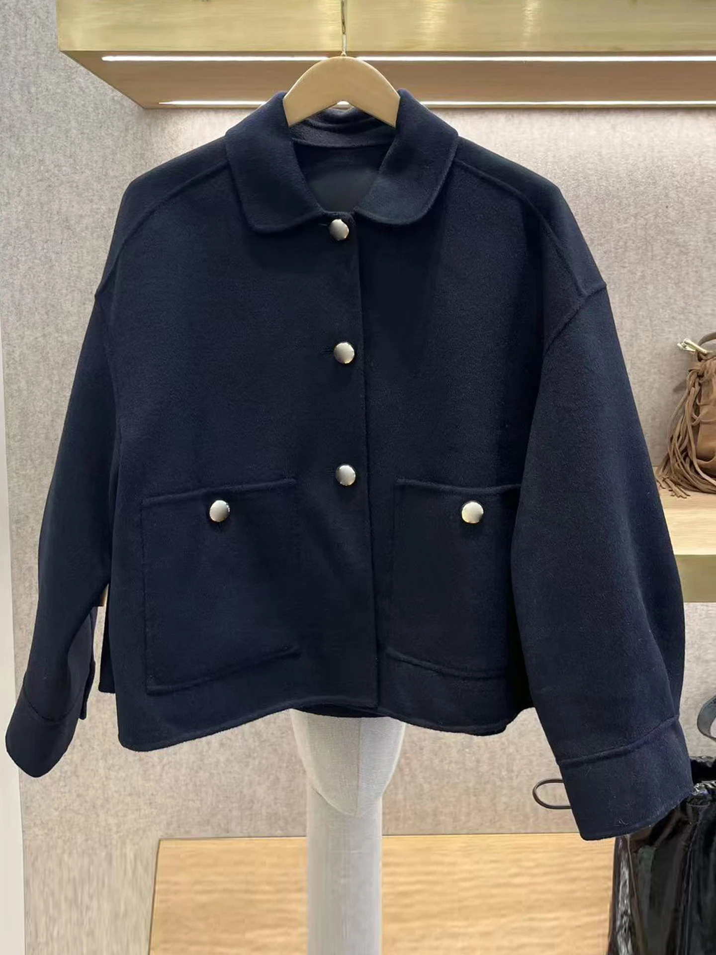 

M Home Nan You High End Women's Faion Autumn New Design Notch Collar Woolen Jaet Open Cardigan ort Outerwear