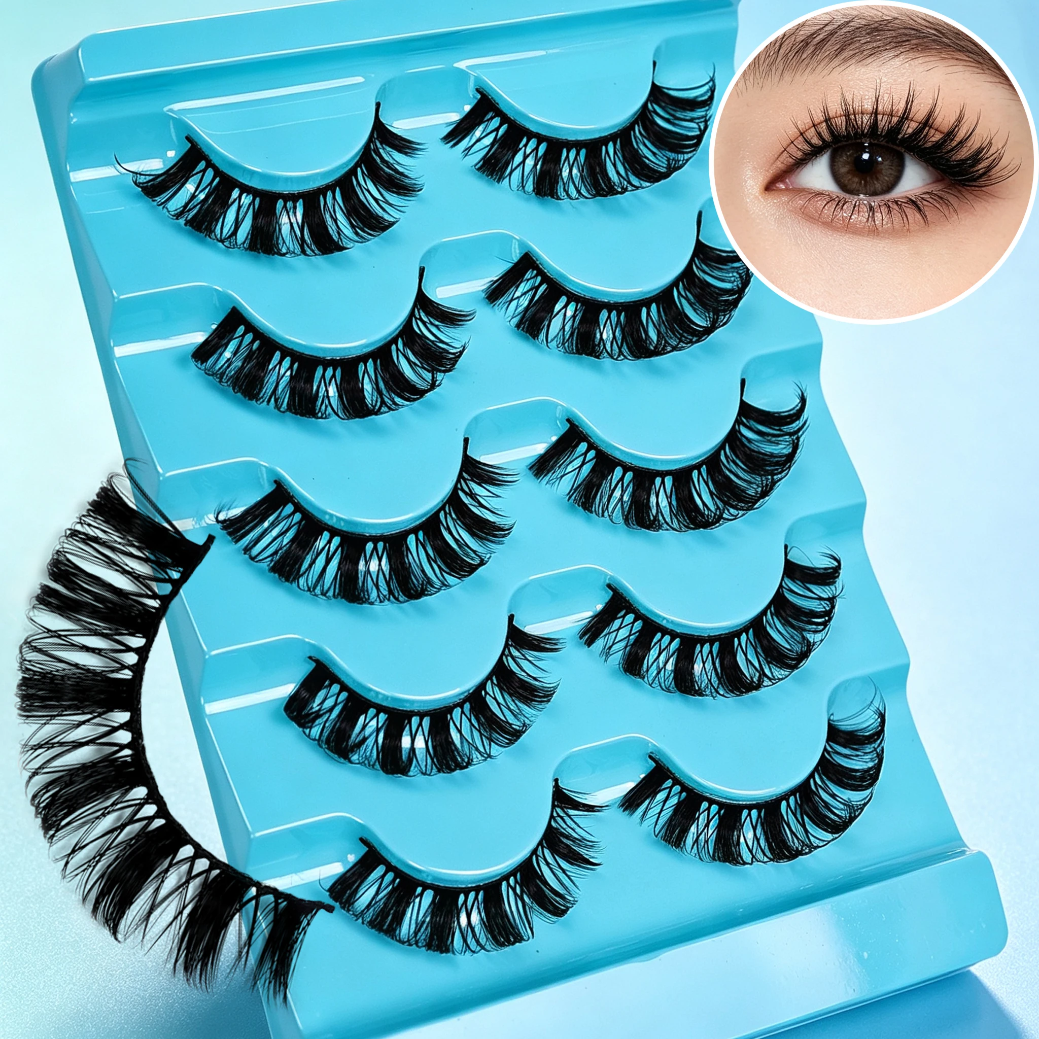 5 Pairs Fluffy Strip False Eyelashes Reusable Fake Lashes Natural Dramatic Look Strip Eyelashes for Women Daily Party Eye Makeup