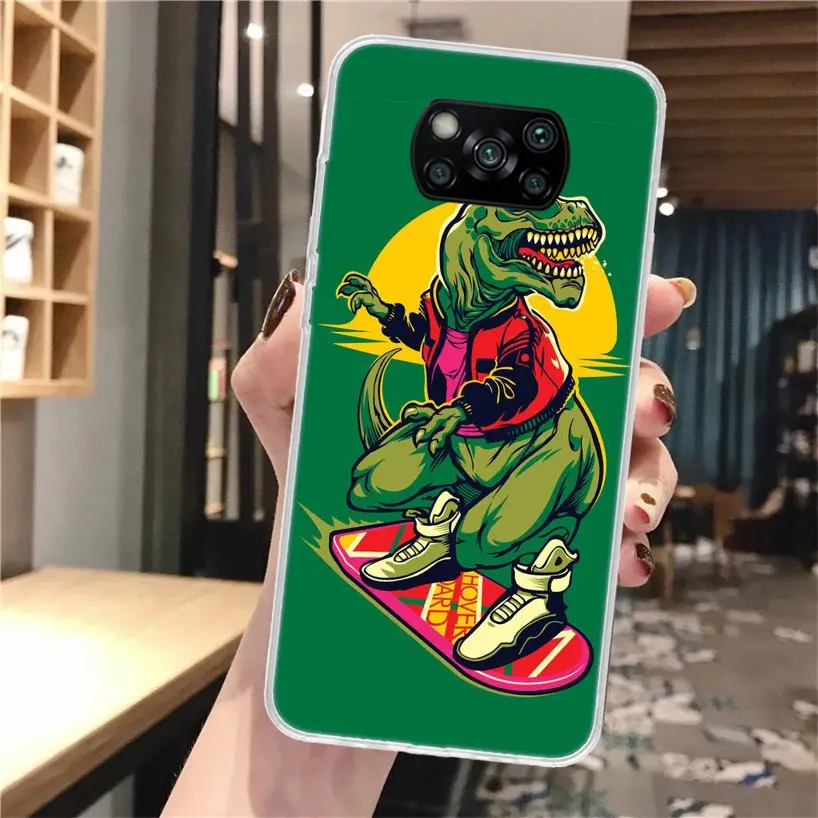 Dinosaur Skate Dude Play Soft Phone Case For Xiaomi Poco X3 Pro X6 X5 X4 NFC F6 F5 M5S M4 M3 F4 Gt F3 F2 F1 M2 Fundas Cover Poco