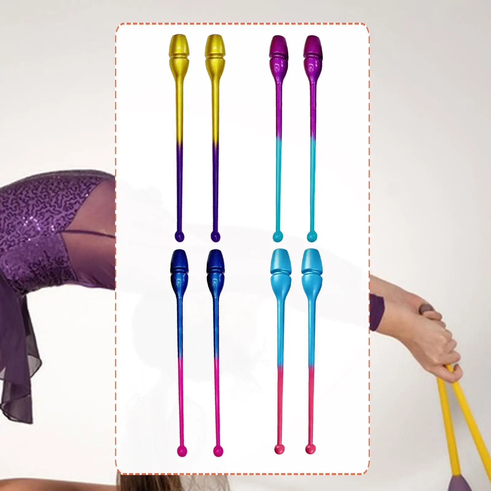 2Pcs Connectable Rhythmic Gymnastics Stick Clubs Professional, Practical, Dance Props for Stage Performance, Competition 35cm