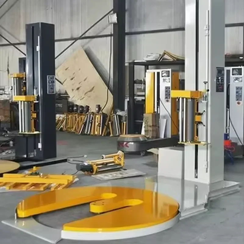 Electric M Bottom Pallet Stretch Wrapping Machine with PLC Control Automatic Film Wrapper for Commodity Packaging (Case)