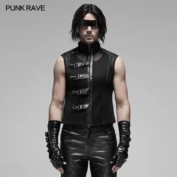 PUNK RAVE Men's Punk See-through Sleeveless Slim Fit Mesh Vest  Metal Zipper Personality Casual Waistcoat Mens Vests