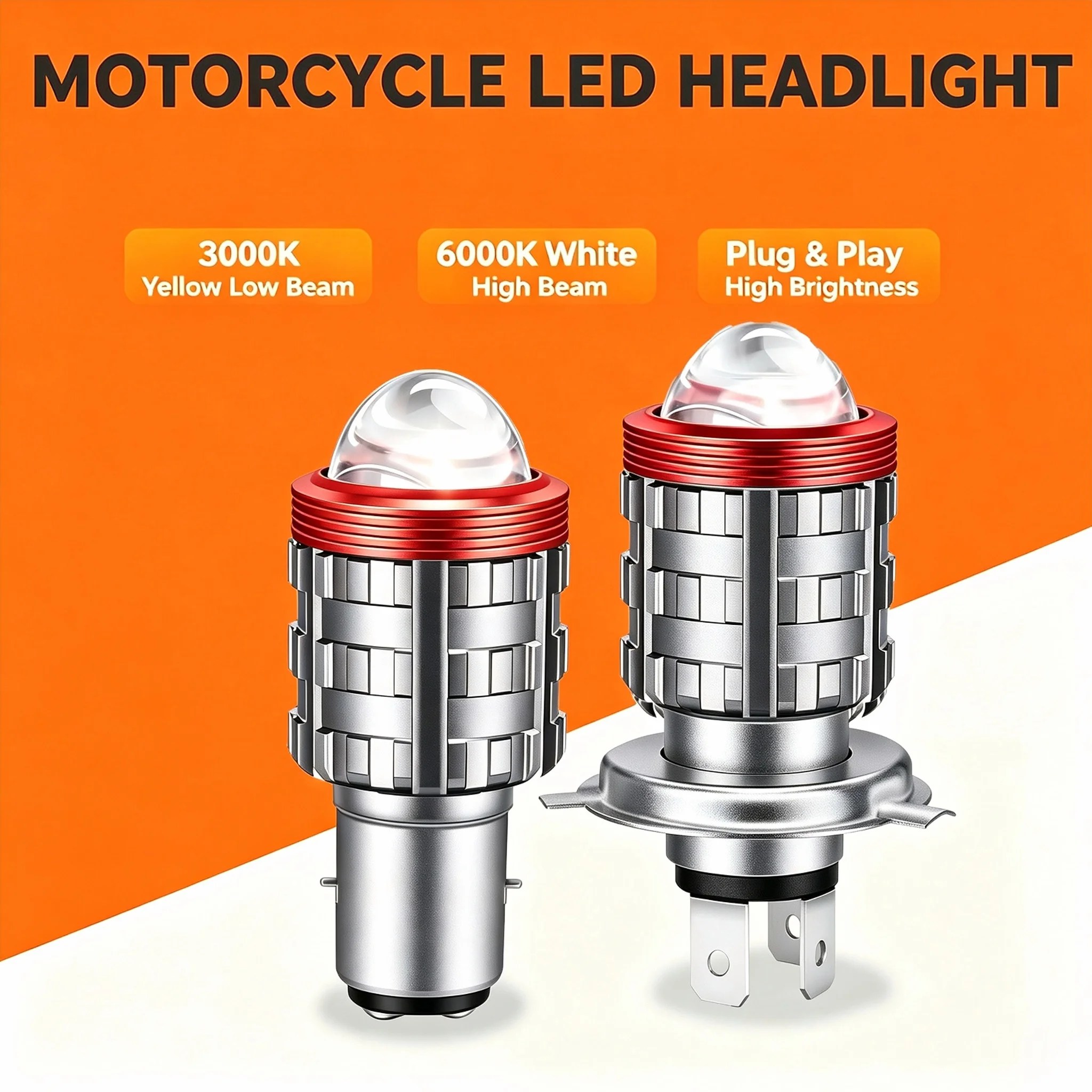 Heyword 1pc Motorcycle Headlight 8-80V 2 Color H4/H6 BA20D/P15D 3570LED High/Low Beam Motorcycle Bulb