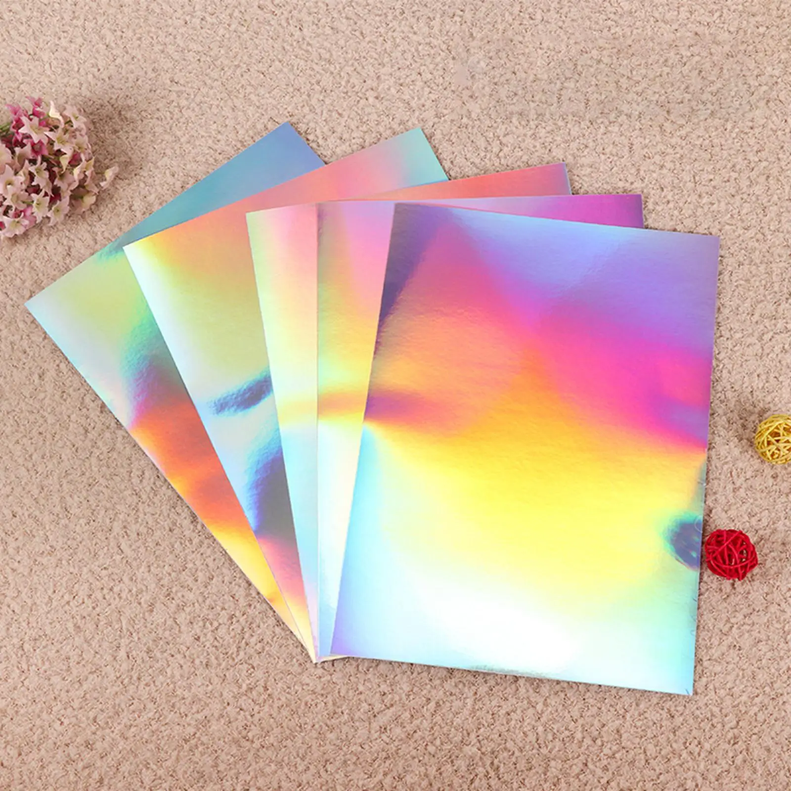 Holographic Sticker Paper Waterproof Glossy Dries Quickly Vivid Colors Rainbow Sticker for Inkjet Printer