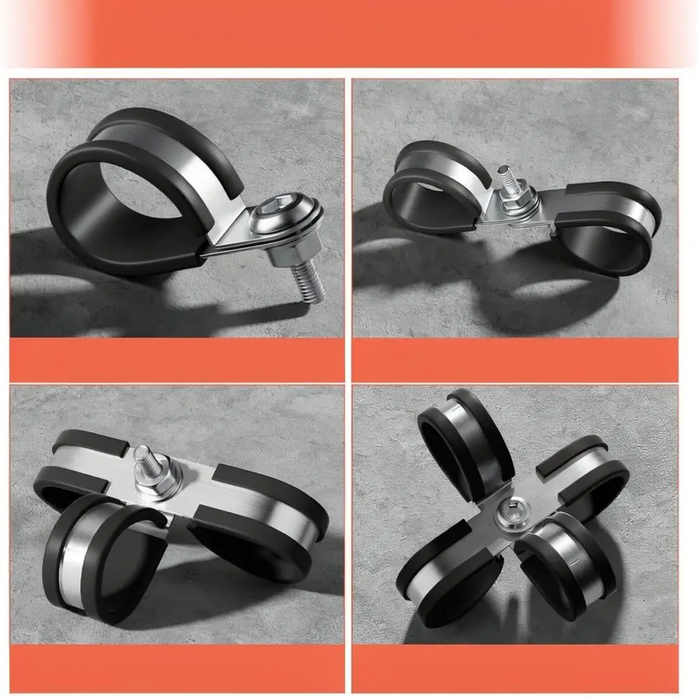 Rubber Lined Stainless Steel R Type Pipe Clamps Heavy Duty Wire Mounting Fasteners For Automotive Industrial Cable Fixing