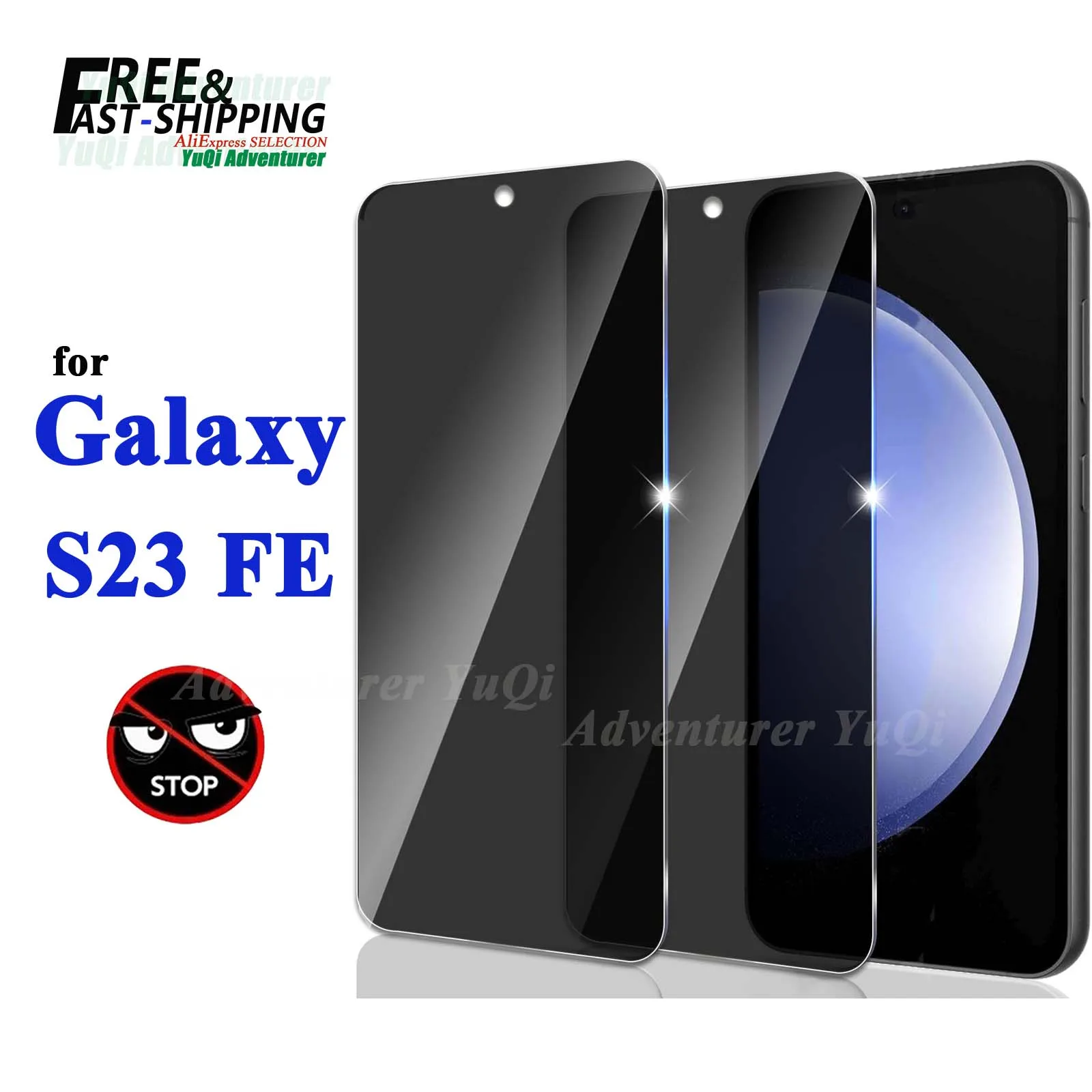 Anti Spy Screen Protector Voor Galaxy S23 Fe Samsung, Gehard Glas Privacy Peep Scratch 9H Case Vriendelijk Hoog Aluminium