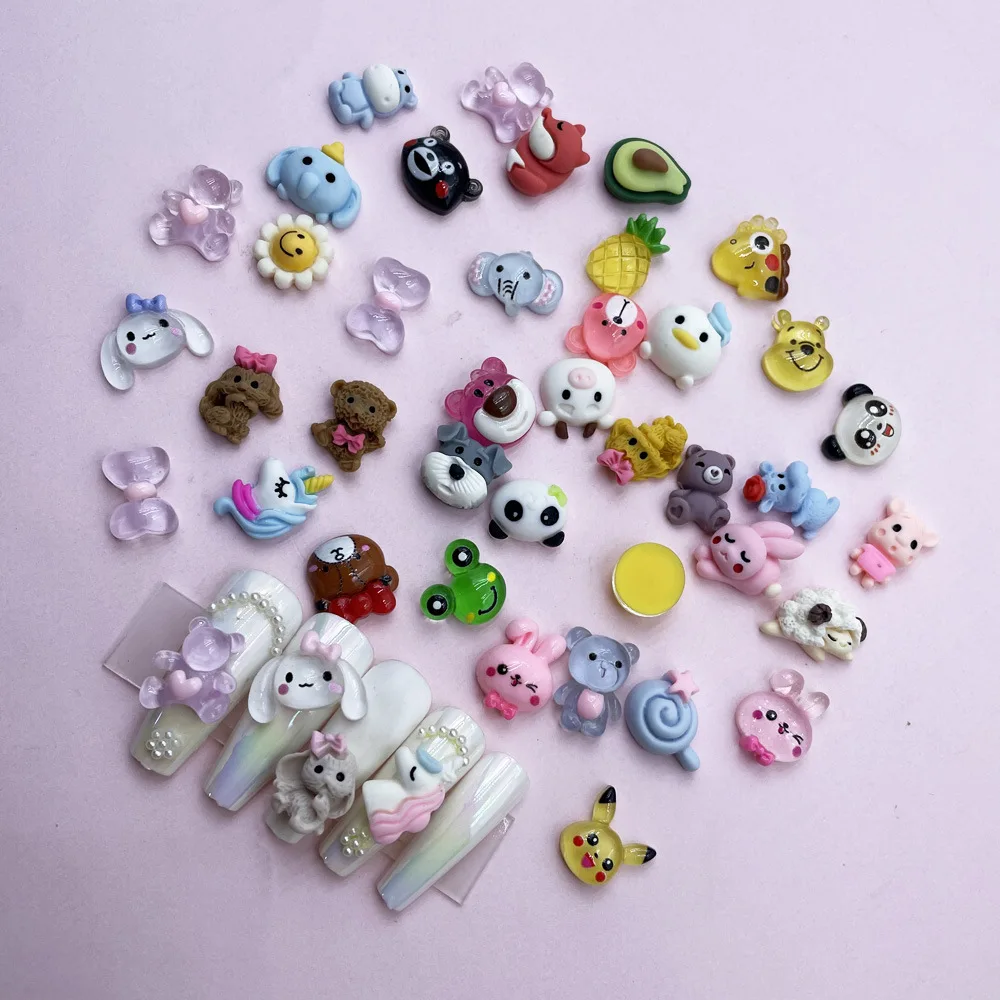 Resina Kawaii Pedrinhas para Nail Art Decoração, Desenhos Animados Frutas Encantos das Unhas, Flatback Jóias para Manicure Acessórios, DIY, fofo, 20Pcs